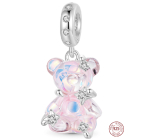 Charm Sterling Silver 925 Bear Light Pink Fantastic Dream, Animal Bracelet Pendant