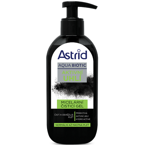 Předělej popis obrázku pro Alt: Astrid Charcoal Micelární čistící gel s aktivním uhlím 200 ml