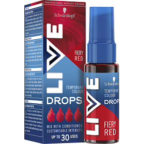 Schwarzkopf Live Drops Fiery Red Hair Coloring Drops, 30 ml Schwarzkopf Live Drops Fiery Red Hair Coloring Drops, 30 ml