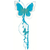 Butterfly with nylon wings and feathers blue 73 x 17 cm