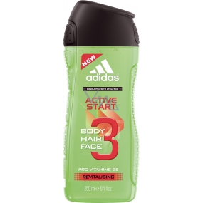 Adidas Active Start 3 in 1 shower gel for body, face and hair for men 250 ml