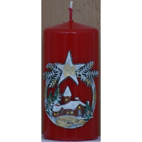 Lima Landscape relief candle red cylinder 60 x 120 mm