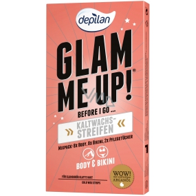 Depilan Glam Me Up! cold wax depilatory tapes 16 pieces and moisturizing wipes 2 pieces