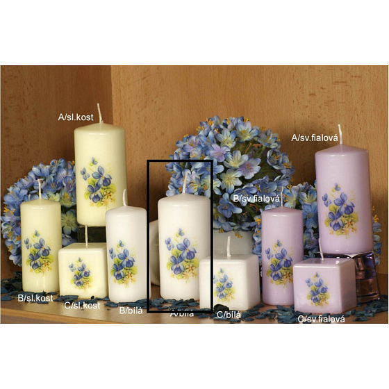 Lima Scent of Flowers Violet scented candle white with decal cylinder 60 x 120 mm 1 piece