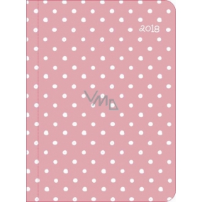 Albi Diary 2018 week Pink with polka dots 12.5 cm x 17 cm x 1.1 cm