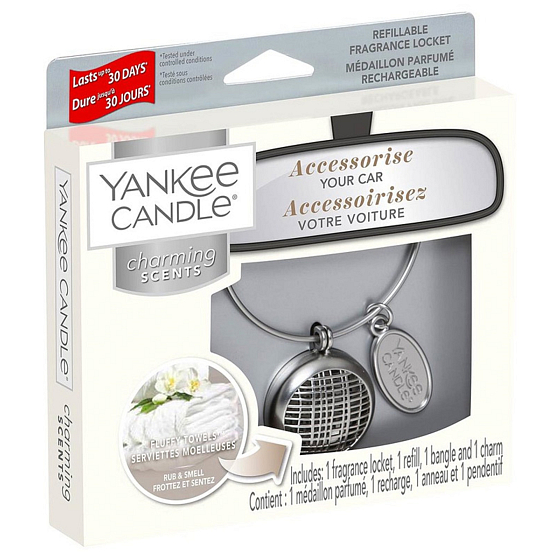 Yankee Candle Fluffy Towels - Fluffy Car Scent Towels Metal Silver Tag Charming Scents set Linear 13 x 15 cm, 90 g