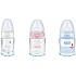 Nuk Glass bottle with orthodontic silicone pacifier 0-6 months size 1, 120ml 1 piece in package, various colors