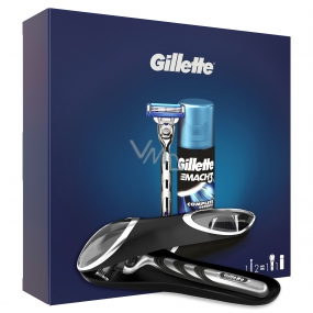 Gillette Mach3 Turbo shaver + spare head 1 piece + Mach3 Extra Comfort shaving gel 75 ml + travel case, cosmetic set for men