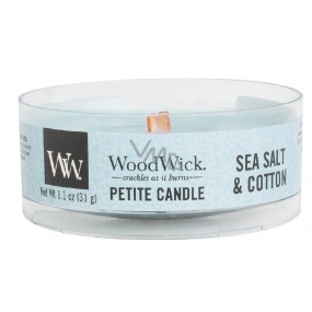 WoodWick Sea Salt & Cotton - Sea salt and cotton scented candle with wooden wick petite 31 g