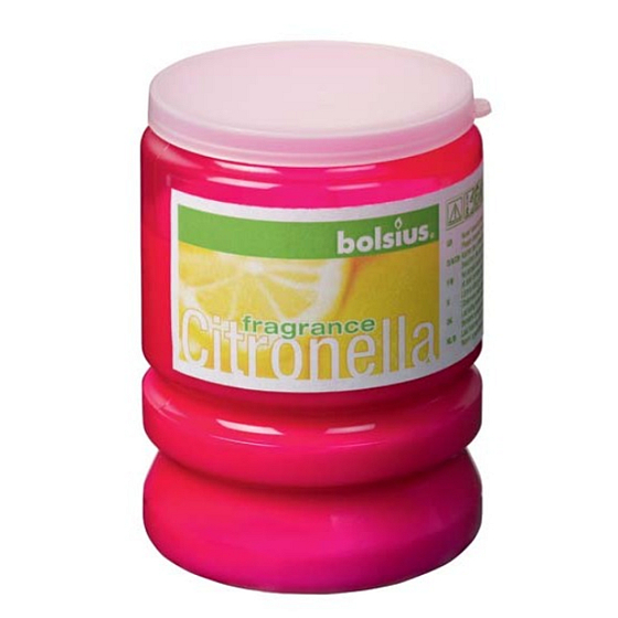 Bolsius Aromatic Citronella repellent scented candle against mosquitoes, in plastic, fuchsia pink 65 x 86 mm