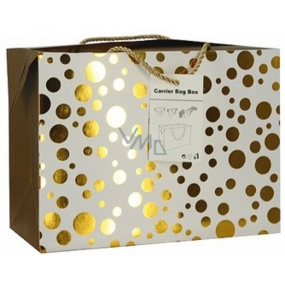 Gift paper bag box 18 x 12 x 9 cm lockable, with gold wheels