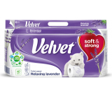 Velvet Relaxing Lavender jemný bílý toaletní papír s květinovým potiskem 3 vrstvý 8 kusů