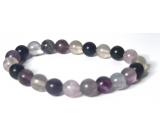 Fluorite purple-clear bracelet elastic natural stone, ball 8 mm / 16-17 cm, stone of geniuses