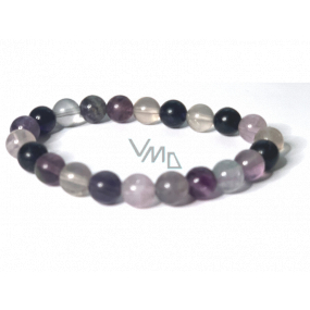 Fluorite purple-clear bracelet elastic natural stone, ball 8 mm / 16-17 cm, stone of geniuses