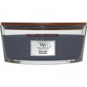 WoodWick Indigo Suede - Blue suede scented candle with wooden wick and lid glass boat 453 g
