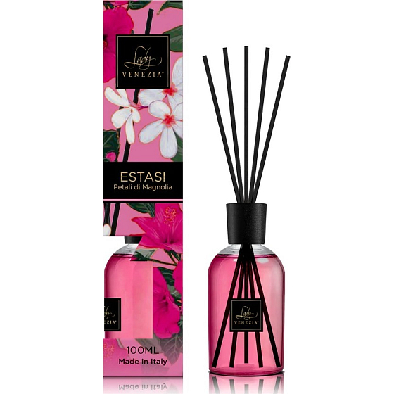 Lady Venezia Estasi - Magnolia petals aroma diffuser with sticks for gradual release of fragrance 100 ml