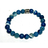 Agate blue facet bracelet elastic natural stone, ball 8 mm / 16 - 17 cm
