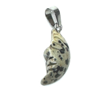 Jasper Dalmatian Moon pendant natural stone, hand cut figurine 2,2 x 10 mm, stone of positive energy