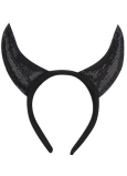 Devil's horns glitter, black on headband