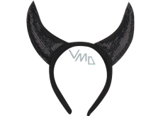 Devil's horns glitter, black on headband
