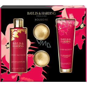 Baylis & Harding Cherry blossom shower cream 300 ml + body lotion 200 ml + sparkling bath ball 2 x 75 g, cosmetic set for women