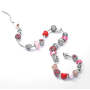 Charm Sterling silver 925 Glittering round red charm Pavé, bead on bracelet symbol