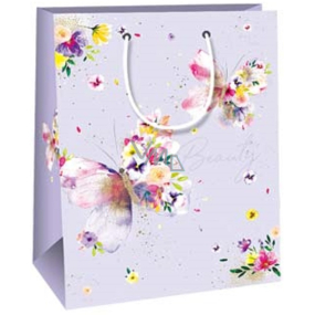 Ditipo Gift paper bag 18 x 10 x 22,7 cm Purple colourful butterflies