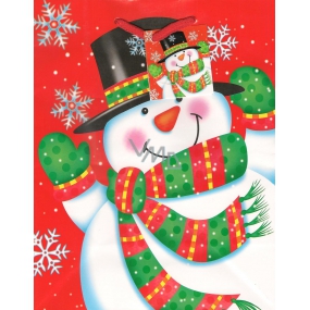 Nekupto Gift paper bag 23 x 18 x 10 cm Red with a snowman