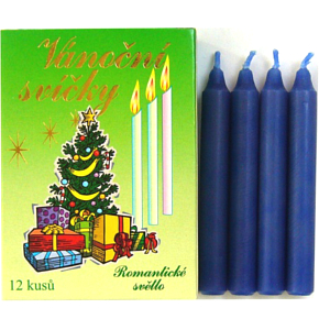Romantic Light Christmas Candle Box Burning 90 Minutes Blue 12 Pieces