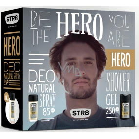 Str8 Hero perfumed deodorant glass for men 85 ml + shower gel 250 ml, cosmetic set