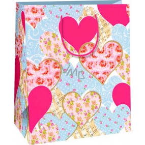 Ditipo Gift paper bag 26.4 x 13.7 x 32.4 cm various hearts AB