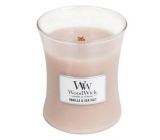 WoodWick Vanilla & Sea Salt - Vanilka a mořská sůl vonná svíčka s dřevěným knotem a víčkem sklo malá 85 g
