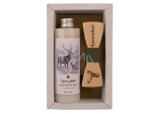 Bohemia Gifts & Cosmetics Hunter Olive oil shower gel 250 ml + wooden bow tie, men's cosmetic set