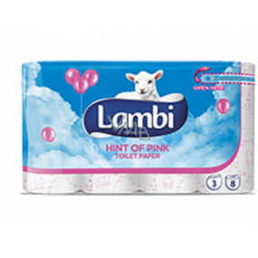 Lambi Hint of Pink toilet paper with pink print 3 ply 150 pieces of 8 rolls