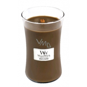 WoodWick Amber & Incense - Ambergris and incense scented candle with wooden wick and lid glass large 609 g