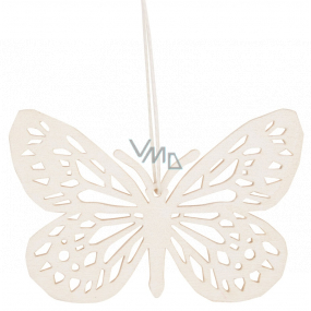 Wooden white butterfly for hanging 8 cm