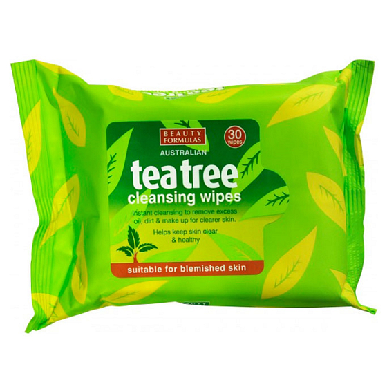 Beauty Formulas Tea tree cleansing wipes for the face 30 pieces