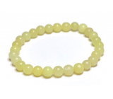 Jade yellow bracelet elastic natural stone, ball 6 mm / 16 - 17 cm