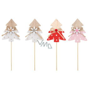 Tree with snowflake wooden plug 7,5 cm + skewers 1 piece different types