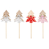 Tree with snowflake wooden plug 7,5 cm + skewers 1 piece different types