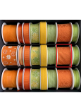 Nekupto Fabric ribbon Orange with ornaments 2 m x 40 mm