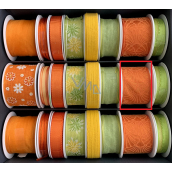 Nekupto Fabric ribbon Orange with ornaments 2 m x 40 mm