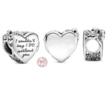 Charm Sterling silver 925 Heart with bow in love, bead on bracelet love