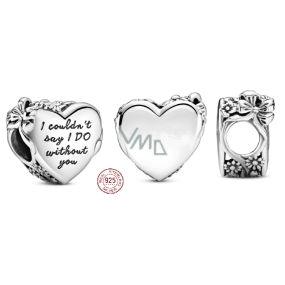 Charm Sterling silver 925 Heart with bow in love, bead on bracelet love