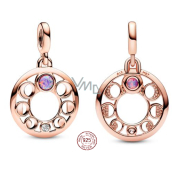 Charm Sterling Silver 925 Moon Phase - Mini Medallion, Bracelet Pendant, Space