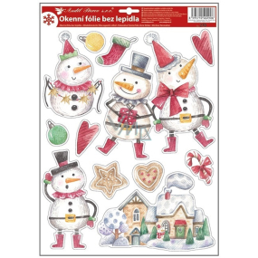 Window film Christmas Snowmen with glitter 29 x 41 cm