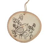 Wooden decoration for hanging with birds 10 cm