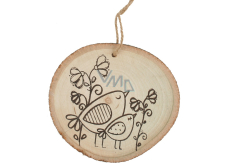 Wooden decoration for hanging with birds 10 cm