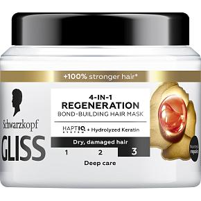 Schwarzkopf Gliss Total Repair 4-in-1 Regenerating Mask for Dry and Damaged Hair, 400 ml