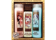 Bohemia Gifts & Cosmetics Alfons Mucha Šípky a růže krémový sprchový gel 200 ml + med a obilí krémový sprchový gel 200 ml + aquaminerály toaletní mýdlo 120 g, kosmetická sada